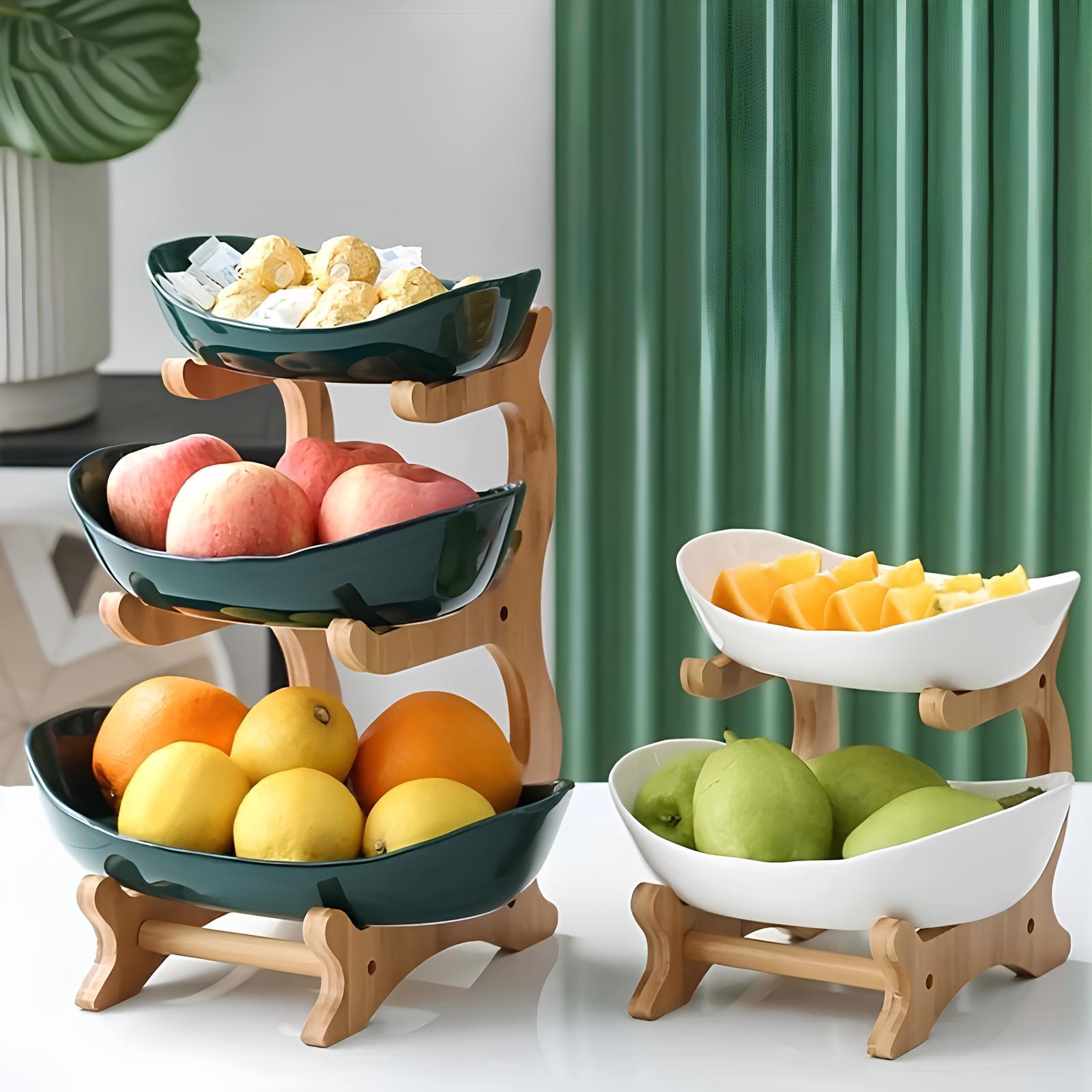 Fruteira de Mesa Cesta de Fruta Bambu DekoraDuetto